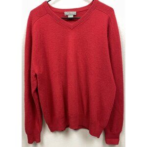 Daniel Cremieux Men's 100% Cashmere V Neck Pullover Red Sweater  L